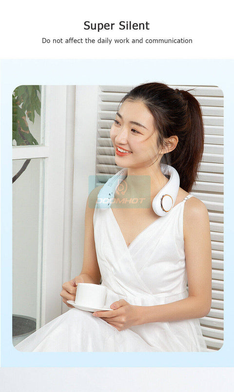 New Portable Bladeless Hanging Neck Fan | Super Cooling Strong Fan | Bladeless Hanging Neck Fan For Kitchen | Rechargeable USB Mini Neck Fan For Summer Sport Travel Outdoor | Multicolor