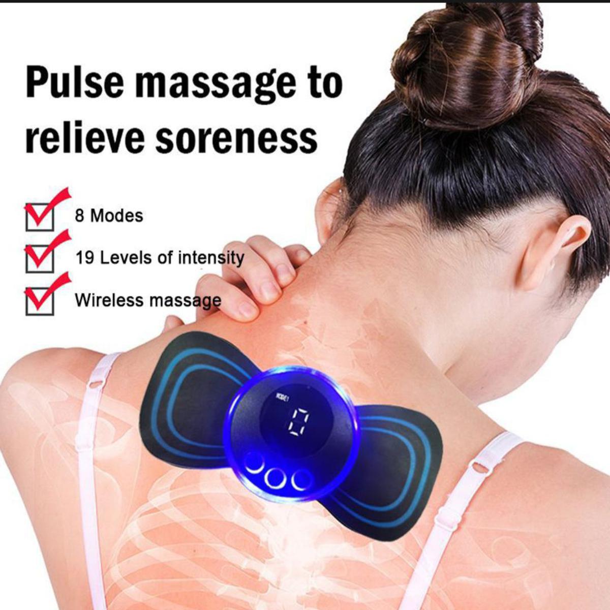 ORIGINAL Massage Machine Micro-Rent EMS Electric Neck Massager with Remote Control 8 Modes/19 Intensity Levels Silver Beads Cervical Spine Shoulder Leg Massage Pad for Relieve Muscle Ailment