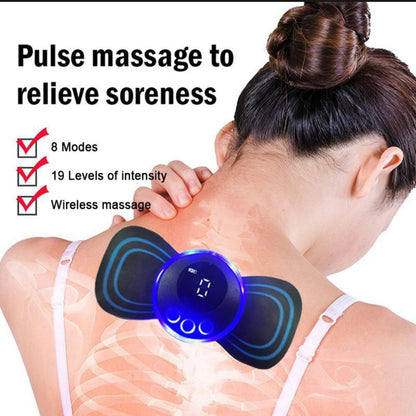 ORIGINAL Massage Machine Micro-Rent EMS Electric Neck Massager with Remote Control 8 Modes/19 Intensity Levels Silver Beads Cervical Spine Shoulder Leg Massage Pad for Relieve Muscle Ailment