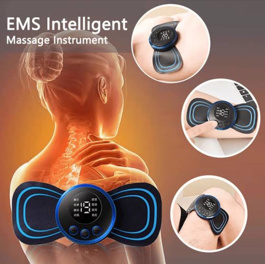 ORIGINAL Massage Machine Micro-Rent EMS Electric Neck Massager with Remote Control 8 Modes/19 Intensity Levels Silver Beads Cervical Spine Shoulder Leg Massage Pad for Relieve Muscle Ailment