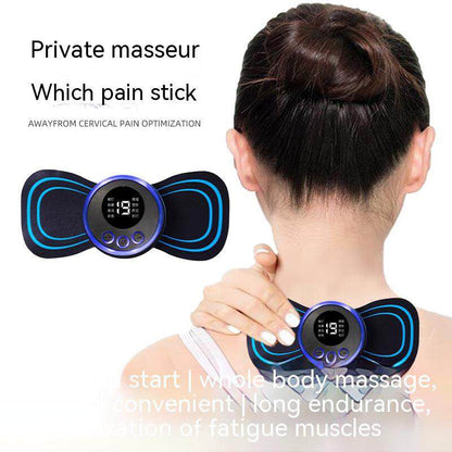 ORIGINAL Massage Machine Micro-Rent EMS Electric Neck Massager with Remote Control 8 Modes/19 Intensity Levels Silver Beads Cervical Spine Shoulder Leg Massage Pad for Relieve Muscle Ailment