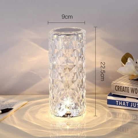 Crystal Lamp, Rose Diamond Table Lamp, 16 Colors RGB With Touch And Remote Control, USB Rechargeable Decorative Acrylic Rays lamp, Christmas decorations, Atmosphere Light for Living Room, Bedroom, Bar, Fancy Table Lamps for Home Decoration and Gifts