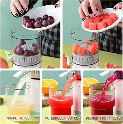 Portable Electric Citrus Juicer Rechargeable Hands-Free Masticating Orange Juicer Lemon Squeezer with USB Travel Cup