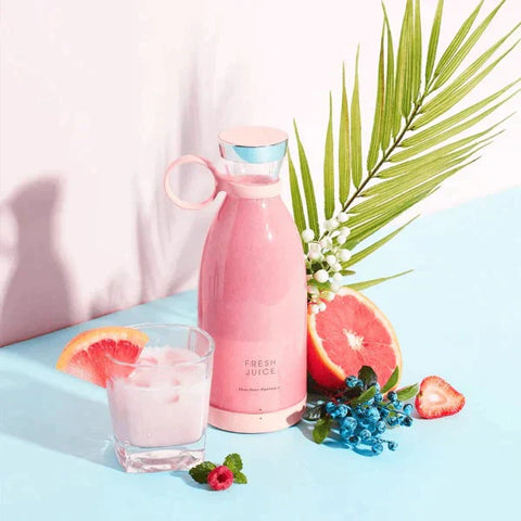 Portable USB Rechargeable Blender Juicer Cup 6 Blade Smoothie Mixer Bottle Electric Mini Juicer Blender For Personal Size Rechargable Smoothie Maker & Dry Fruits Mixer Compact Travel Blender