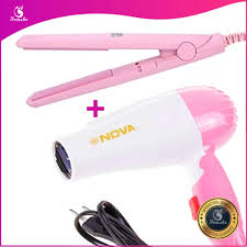 Nova Combo Of Hair Dryer Plus 2 In 1 Hair Straightener, dryer and hair straightner and curler, Pack OF 2 NCH Hair Dryer & 2 In 1 Hair Straightener & Curler