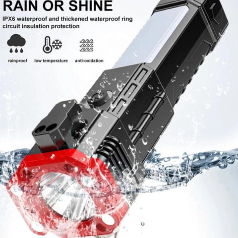 5 in 1 Multifunctional Torch LED Rechargeable Mini LED Torch Extremely Bright USB Rechargeable Tactical Torch 5 Light Modes (1 km) Range Zoomable Waterproof LED Flashlight for Searching, Camping, Hiking, Emergencies